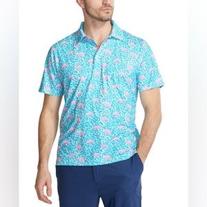 Chubbies The Domingo Printed Stretch Performance Polo Shirt Flamingo Print